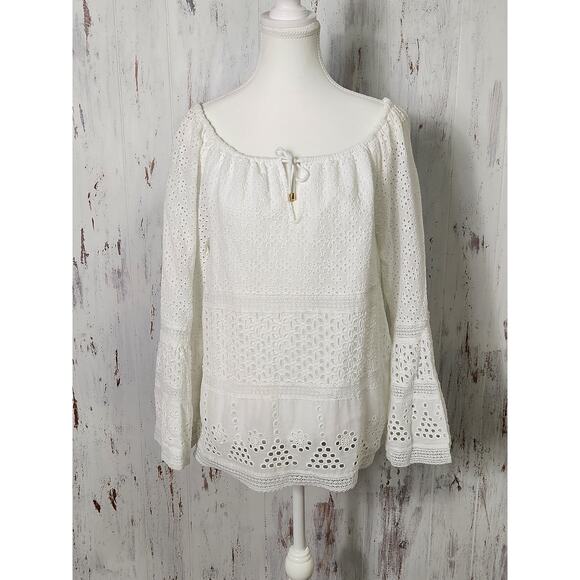 Lauren Ralph Lauren Tops - Lauren Ralph Lauren Blouse Womens Petite Medium Swiss Dot Embroidered Peasant
